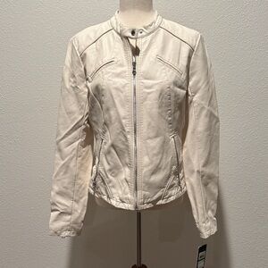 Women's Cream faux leather Jacket